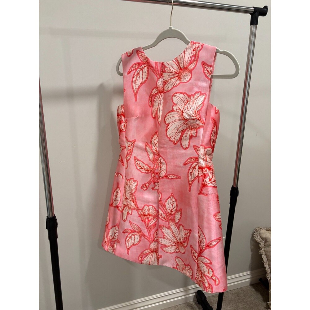 Alex Marie Rosemarie Floral Crew Neck Sleeveless Twill Mini Dress pink floral